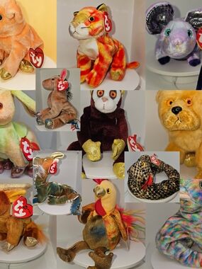 Ty Beanie Babies Zodiac Full Set 12 Mint w/Mint Tags Chinese Zodiac COMPLETE